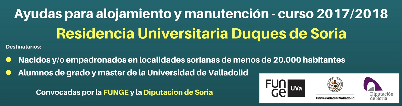 Ayudas para alojamiento y manutención - Residencia Duques de Soria 2017-2018