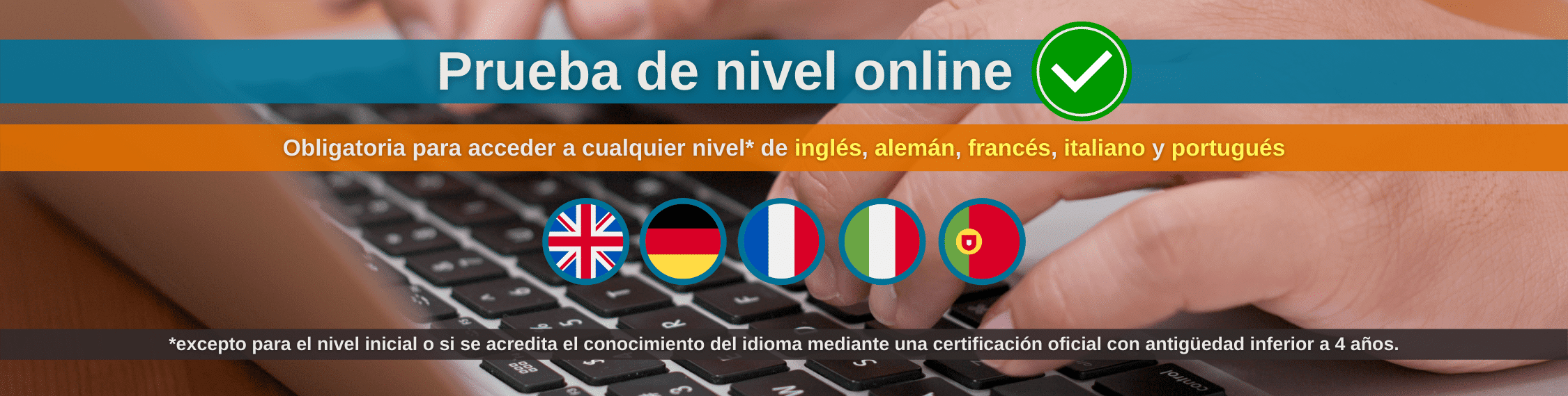 Banner prueba de nivel online Centro de Idiomas UVa