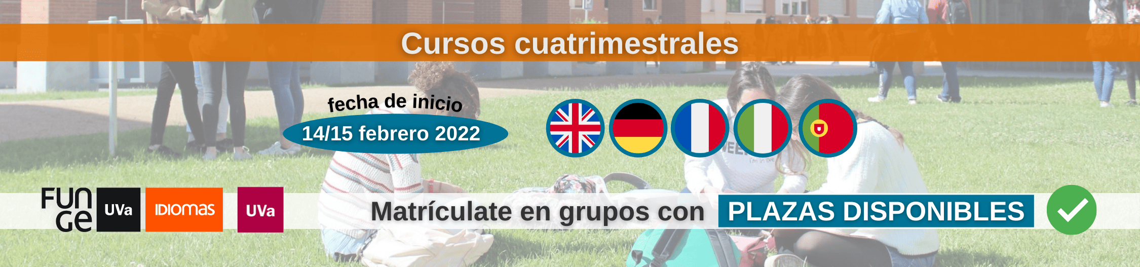 Banner cursos cuatrimestrales 2022 Centro de Idiomas UVa ultimas plazas disponibles