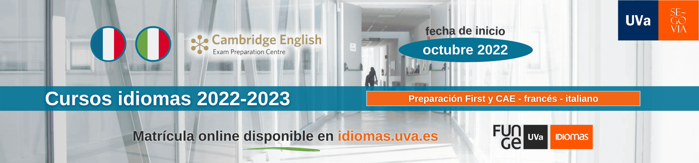 Banner preparacion First y CertACLES Campus de Segovia Centro de Idiomas UVa 22 23